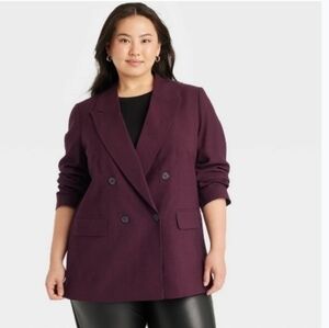 Women's Double-Breasted Purple Blazer